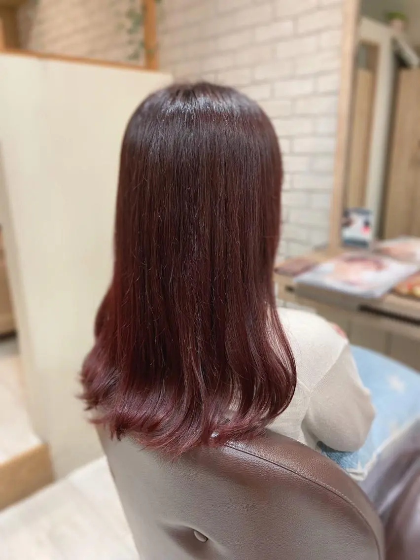 ロング カラー ブリーチ ブリーチなしカラー ピンクカラー ローズカラー カット ヘアカラー トリートメント ヘッドスパ 清水 有実子のヘアスタイル