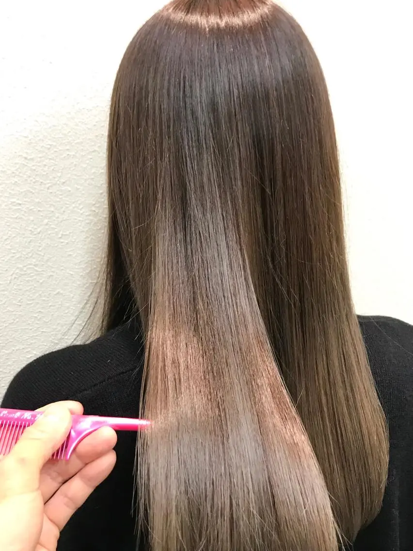 ロング カラー パーマ ブリーチでもできる 縮毛矯正相原慎🌈のヘアスタイル