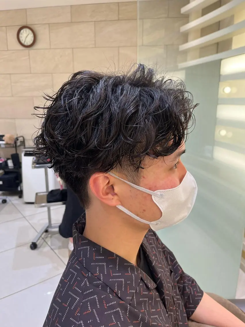 パーマ メンズ カット パーマ 銀座メンズ専門🖤 叶奈々のヘアスタイル