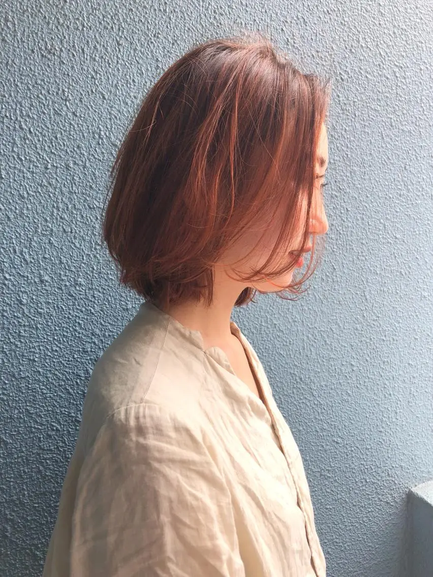 ショート カラー ベージュカラー ブリーチ ケアブリーチ オレンジ オレンジベージュ Pia ツボイ ケイタのヘアスタイル