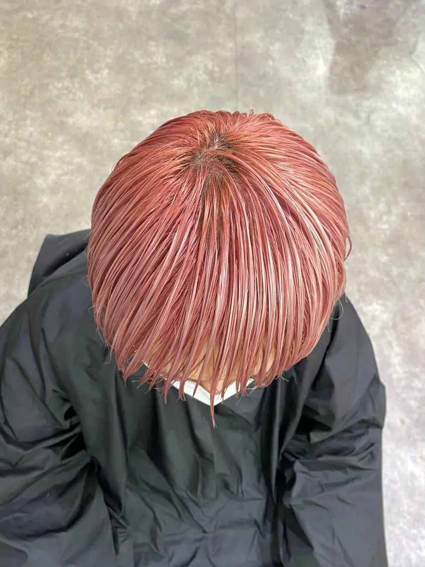 ショート カラー メンズ ピンクカラー ヘアカラー 森貴裕/ニュアンス パーマ/オリーブのヘアスタイル