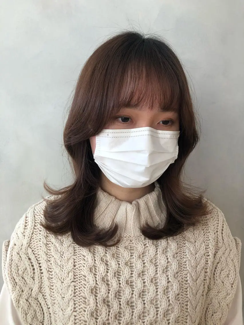 ミディアム 韓国風ヘア レイヤーカット カット ❤︎︎韓国ヘア❤︎︎ 𝑺𝒉𝒊𝒉𝒐のヘアスタイル