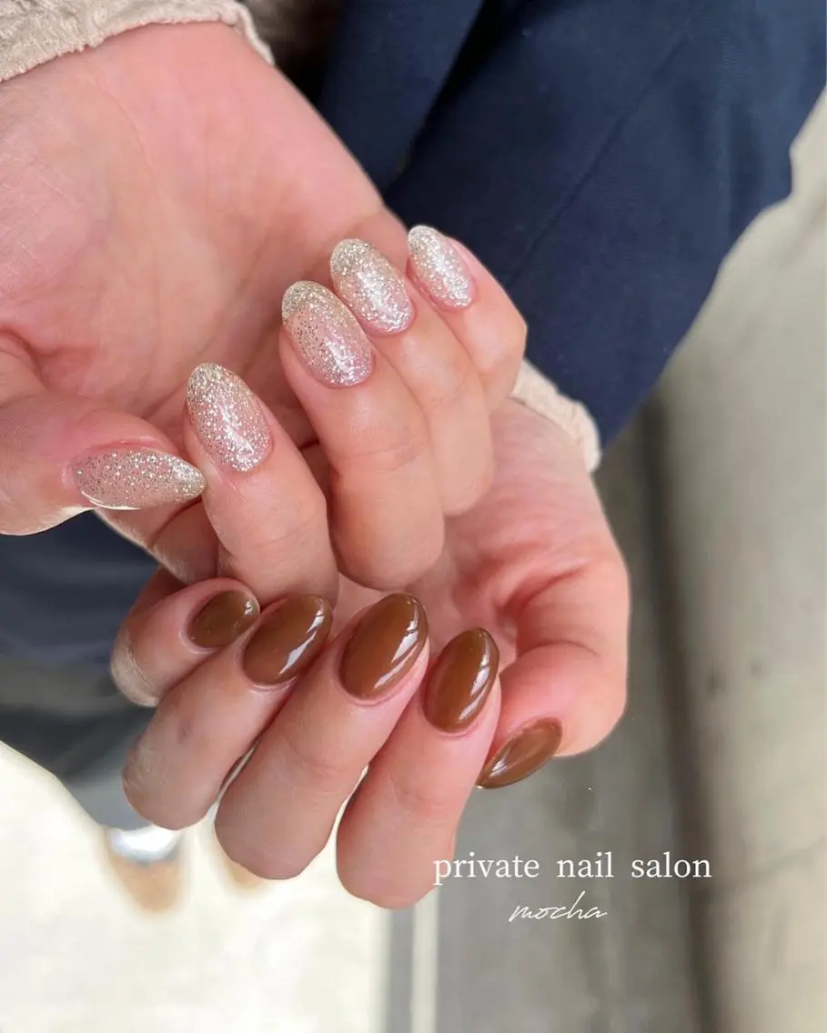 ネイル カジュアル チークネイル フレンチネイル ジェルネイル マグネットネイル ハンドネイル mocha nailのネイルデザイン