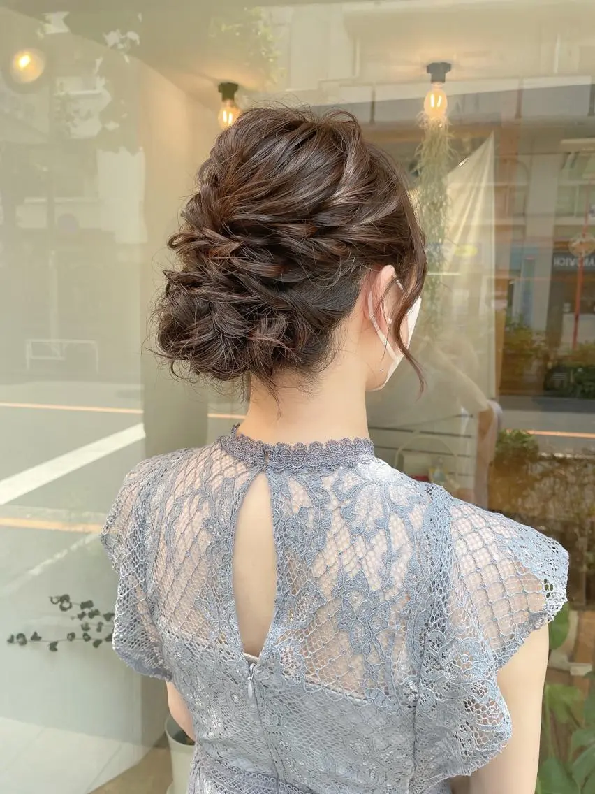 セミロング ヘアアレンジ ヘアセット ヘアアレンジ にいた かづしげのヘアスタイル