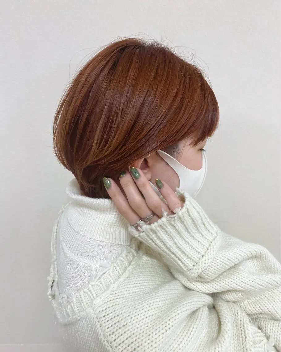 ショート カラー ヘアアレンジ ベージュカラー ハイトーンカラー オレンジ オレンジベージュ enurk店 🍋 M I K U  *のその他イメージ