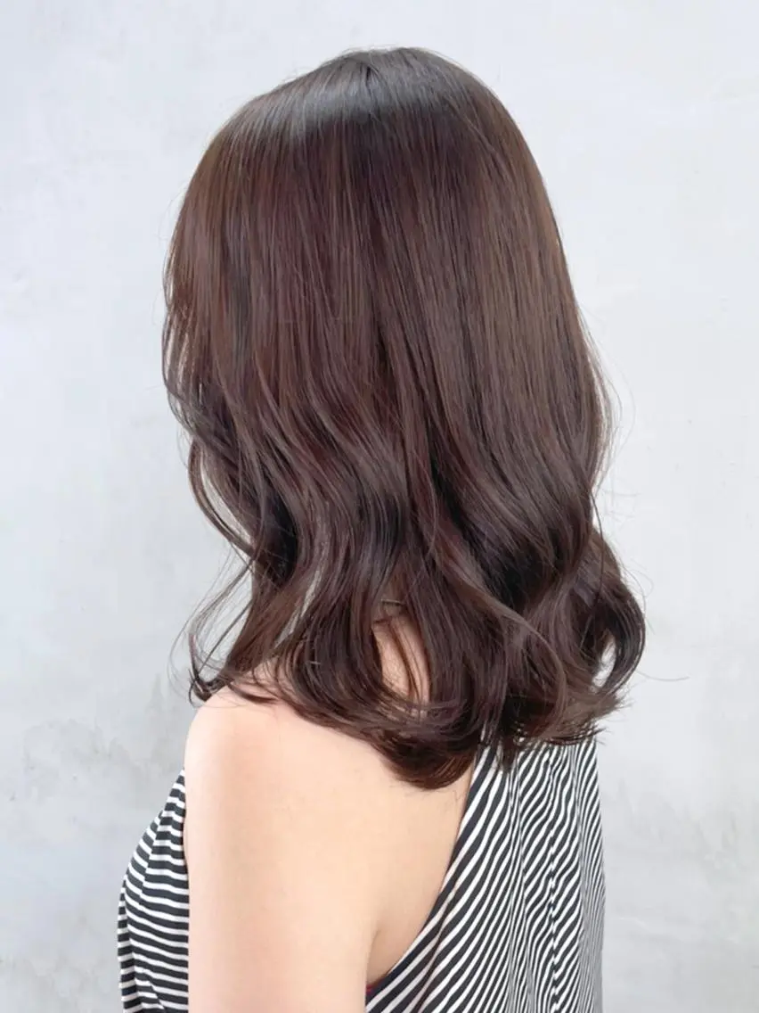ミディアム パーマ カラー ヘアアレンジ ブラウンカラー チョコレートブラウン カット ITbyALBUM 松戸のヘアスタイル