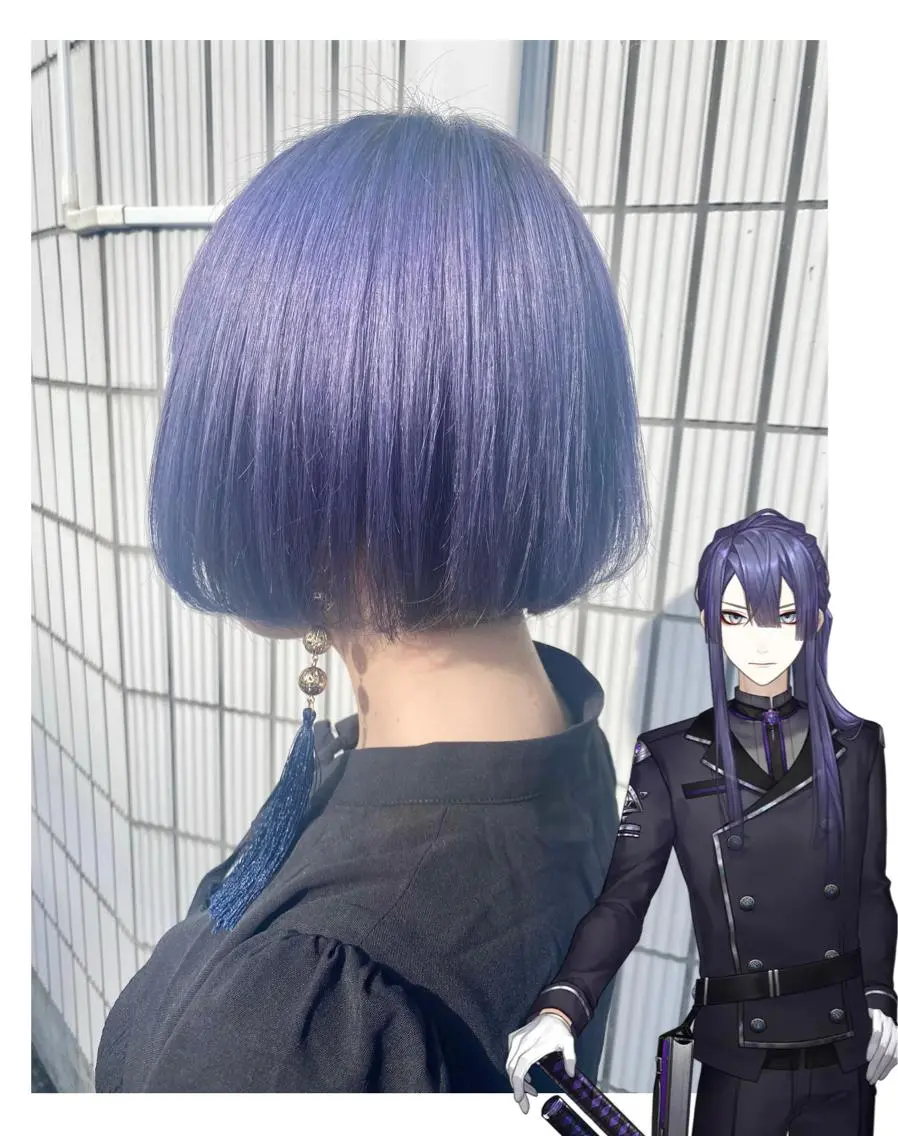 ショート カラー ブリーチ ブルーカラー ブルーパープル パープルカラー TSUNO🦖 派手髪/オタク美容師のヘアスタイル