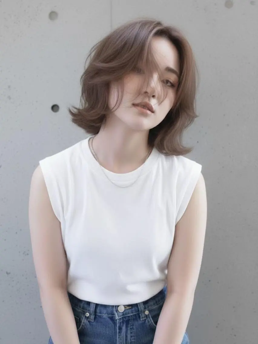 ショート 切りっぱなしボブ ボブレイヤー アッシュ ボブ レイヤーカット カット ヘアカラー トリートメント ヘアサロンM新宿 カットカラーブリーチのヘアスタイル