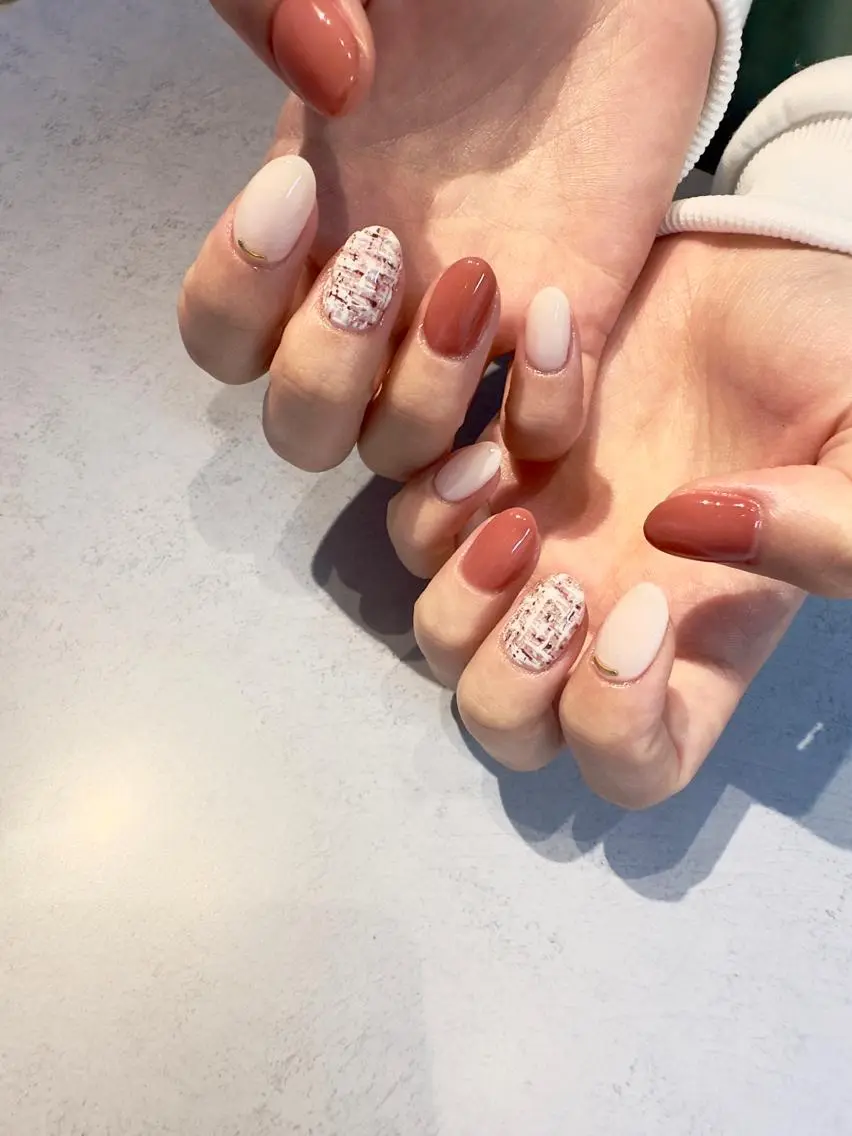 ネイル ワンカラーネイル ツイードネイル ハンドネイル Baden Nail ﾊﾞ-ﾃﾞﾝ ﾈｲﾙのネイルデザイン