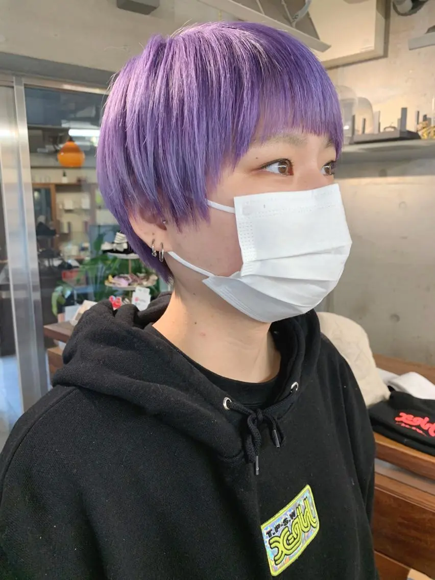 ショート パープルカラー 土屋かすみ✁︎. ꙳ 姫カットのヘアスタイル