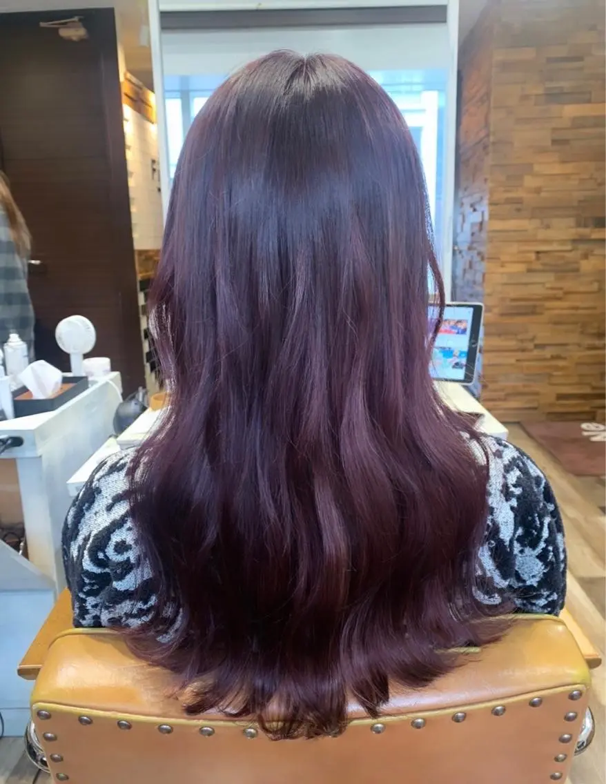 ロング カラー プルエクステ ピンクカラー ピンクパープル パープルカラー エクステ Fi-Ne原宿店店長 プルエクNANAMIのヘアスタイル