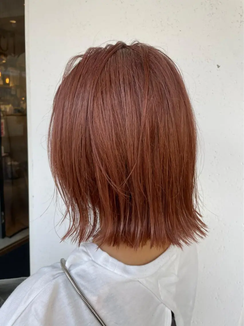 ミディアム カラー オレンジ 🫧ふじたまゆ🫧 レイヤーカット✂︎のヘアスタイル
