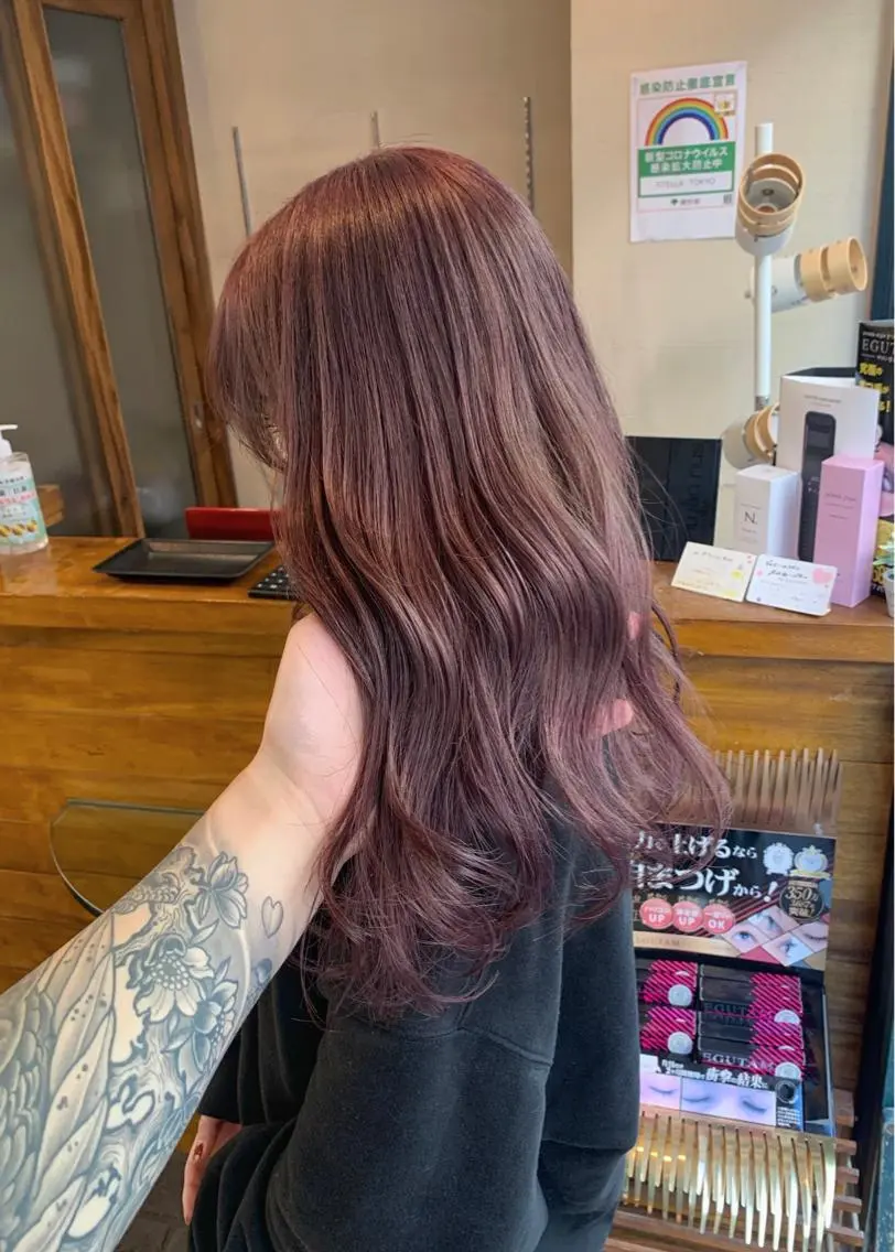 セミロング カラー ベージュカラー ピンクカラー ピンクベージュ ヘアカラー トリートメント 矢野 晃平のヘアスタイル