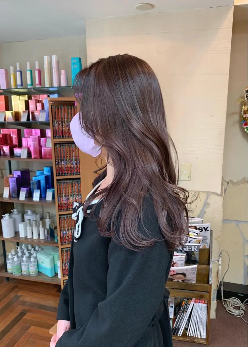 セミロング カラー ベージュカラー ピンクカラー ピンクベージュ カット ヘアカラー トリートメント 矢野 晃平のヘアスタイル