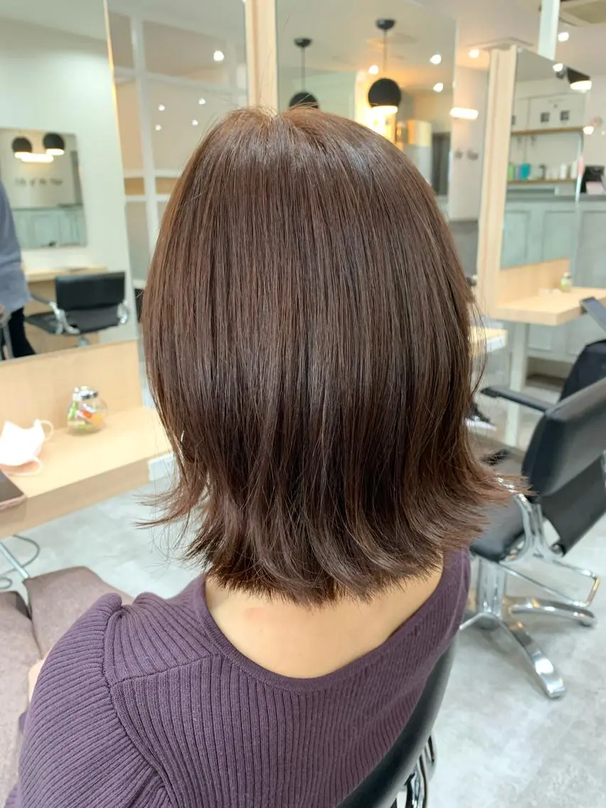 ミディアム カラー 髪質改善🩵艶髪 ストレート🩵山口のヘアスタイル