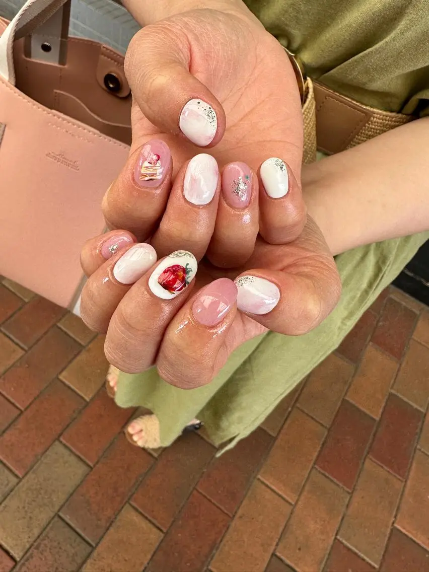 ネイル ピンク ショートネイル ハンドネイル フットネイル nailsalon ∞ ﾐｶﾅﾙ ∞のネイルデザイン