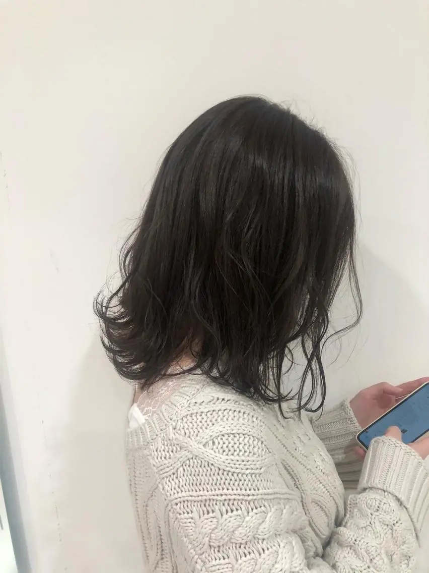 ミディアム カラー アッシュ 透明感カラー オリーブアッシュ ヤマモト マイのヘアスタイル