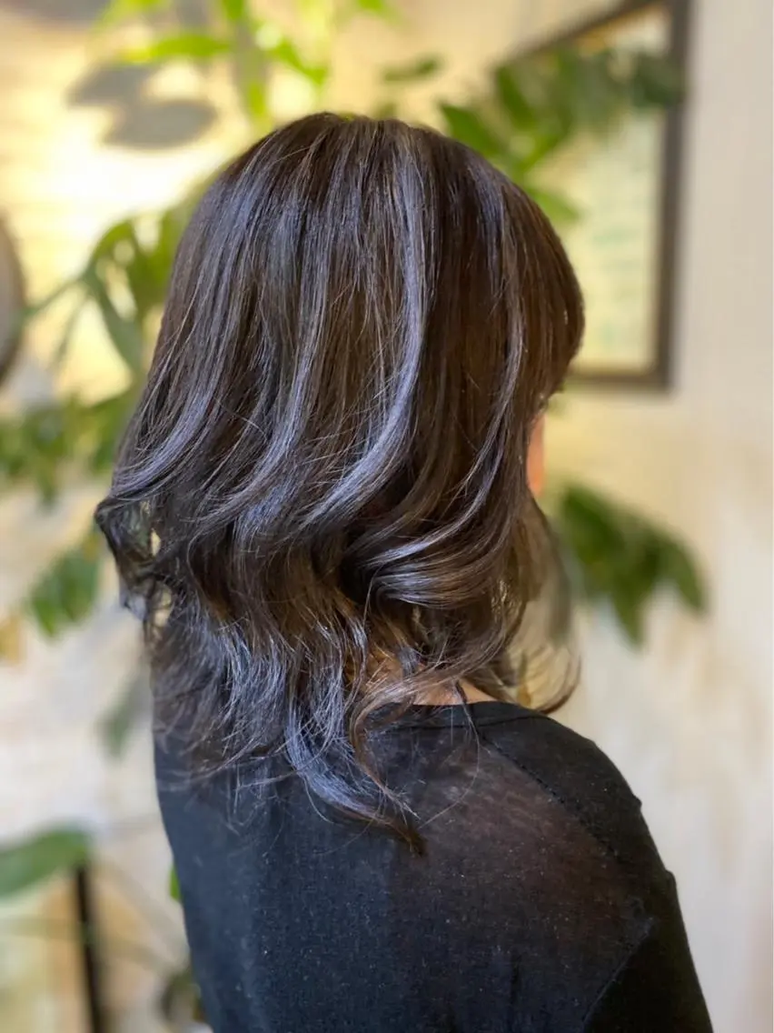 セミロング カラー カット ヘアカラー 長濱 俊のヘアスタイル