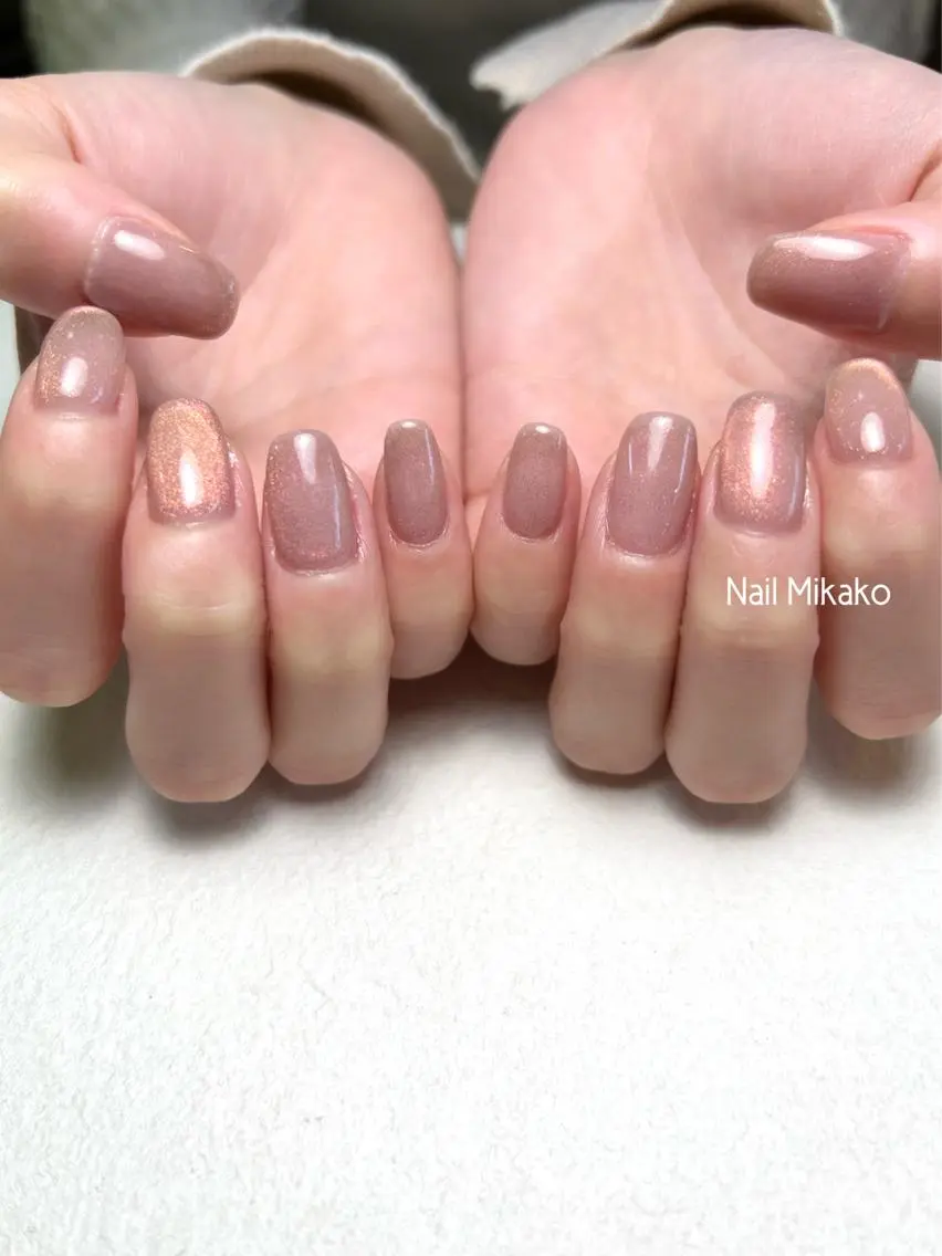 ネイル マグネットネイル ピンク ピンクベージュ Nail Mikakoのネイルデザイン
