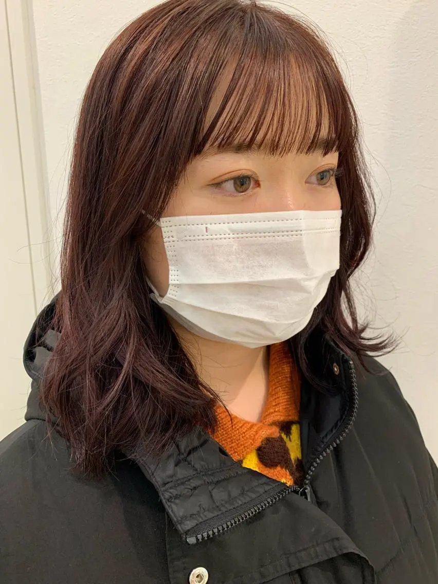 ミディアム カラー ブラウンカラー イルミナカラー ピンクカラー ピンクブラウン ルビー SOYON 🤍CHIZU🤍.のヘアスタイル