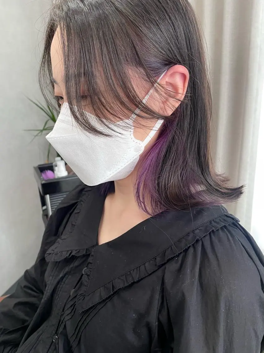 ミディアム ヘアカラー レイヤーカット/透明 感カラー🩵中村友美のヘアスタイル
