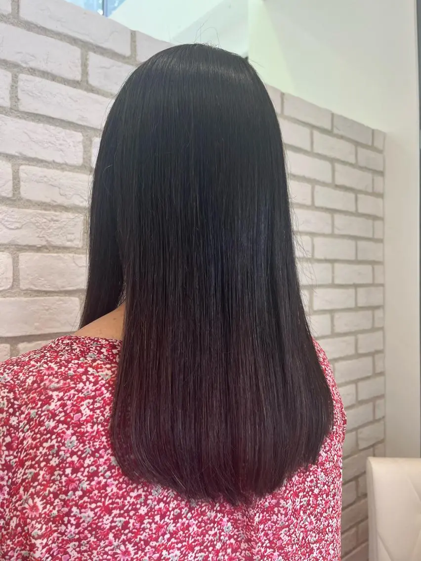セミロング パーマ 縮毛矯正 ツヤ髪カラー💎 佐藤あきのヘアスタイル