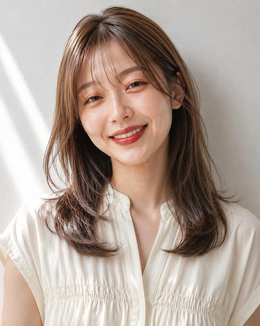 セミロング ブリーチなし透明感 カラー🌷宮部楓奈のヘアスタイル