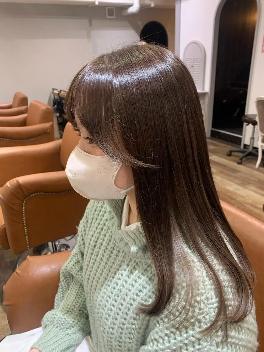 セミロング カラー 顔周りカット カット ヘアカラー トリートメント 田中 優衣のヘアスタイル