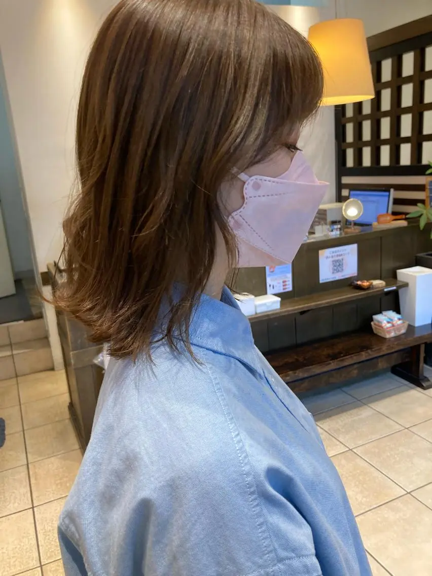 ミディアム カラー ヘアアレンジ ブリーチ ブリーチなしカラー 🌟東銀座マンツーマ ン🌟タカナシのヘアスタイル