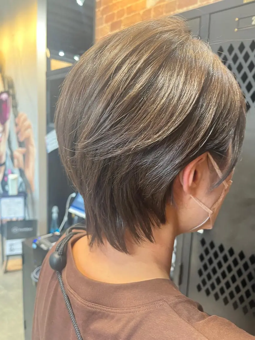 ショート カラー パーマ ヘアアレンジ メンズ キッズ ネイル マツエク・マツパ アイブロウ メンズパーマ ブラウンカラー ケアカラー 透明感カラー ピンクカラー 久木原 ゆりのヘアスタイル
