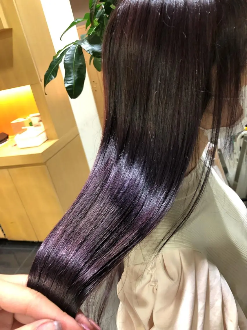 ロング カラー ヘアアレンジ ラベンダーカラー チャンモリパーマ/韓 国/Minami🦋のヘアスタイル