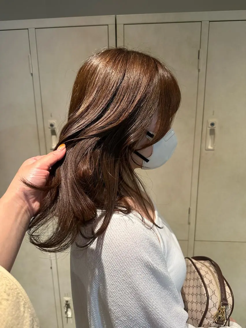 ミディアム カラー カット ヘアカラー ピンクカラー/ mana🎀のヘアスタイル