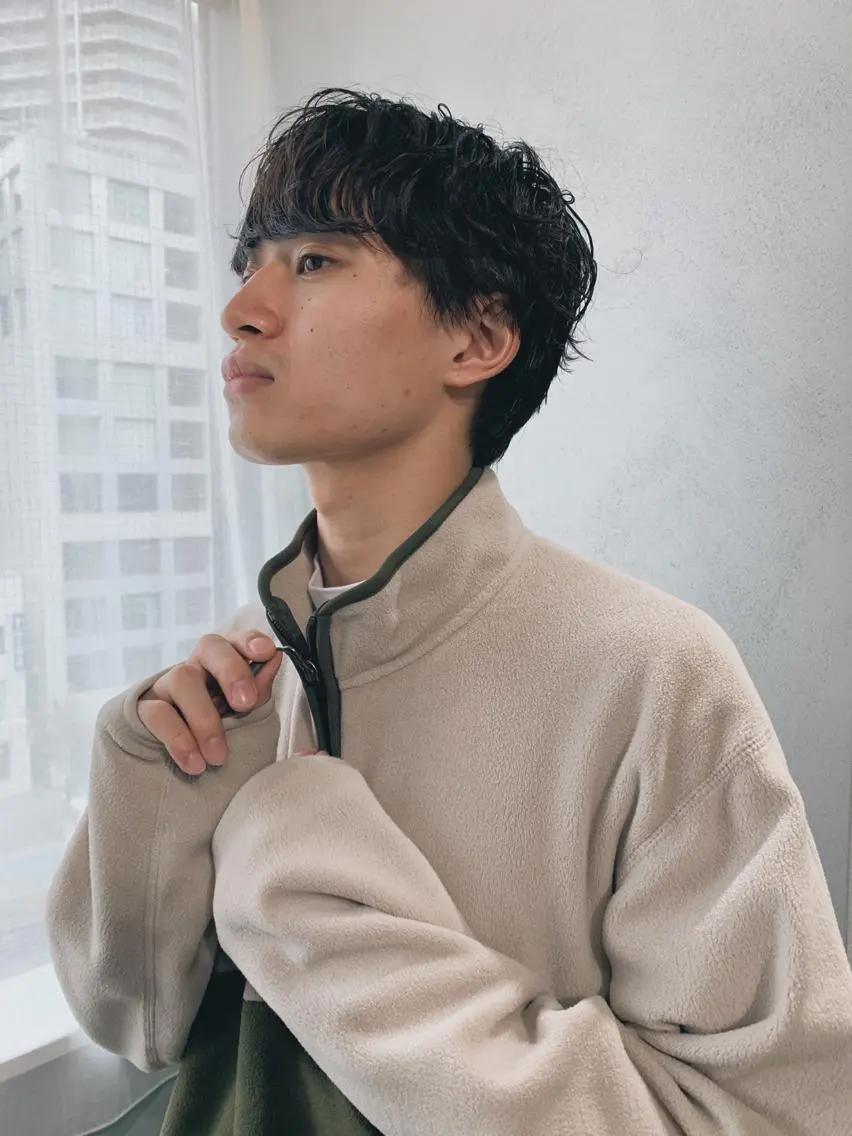 ショート パーマ メンズ ボブパーマコテ巻き風 パーマNo1深江秀平のヘアスタイル