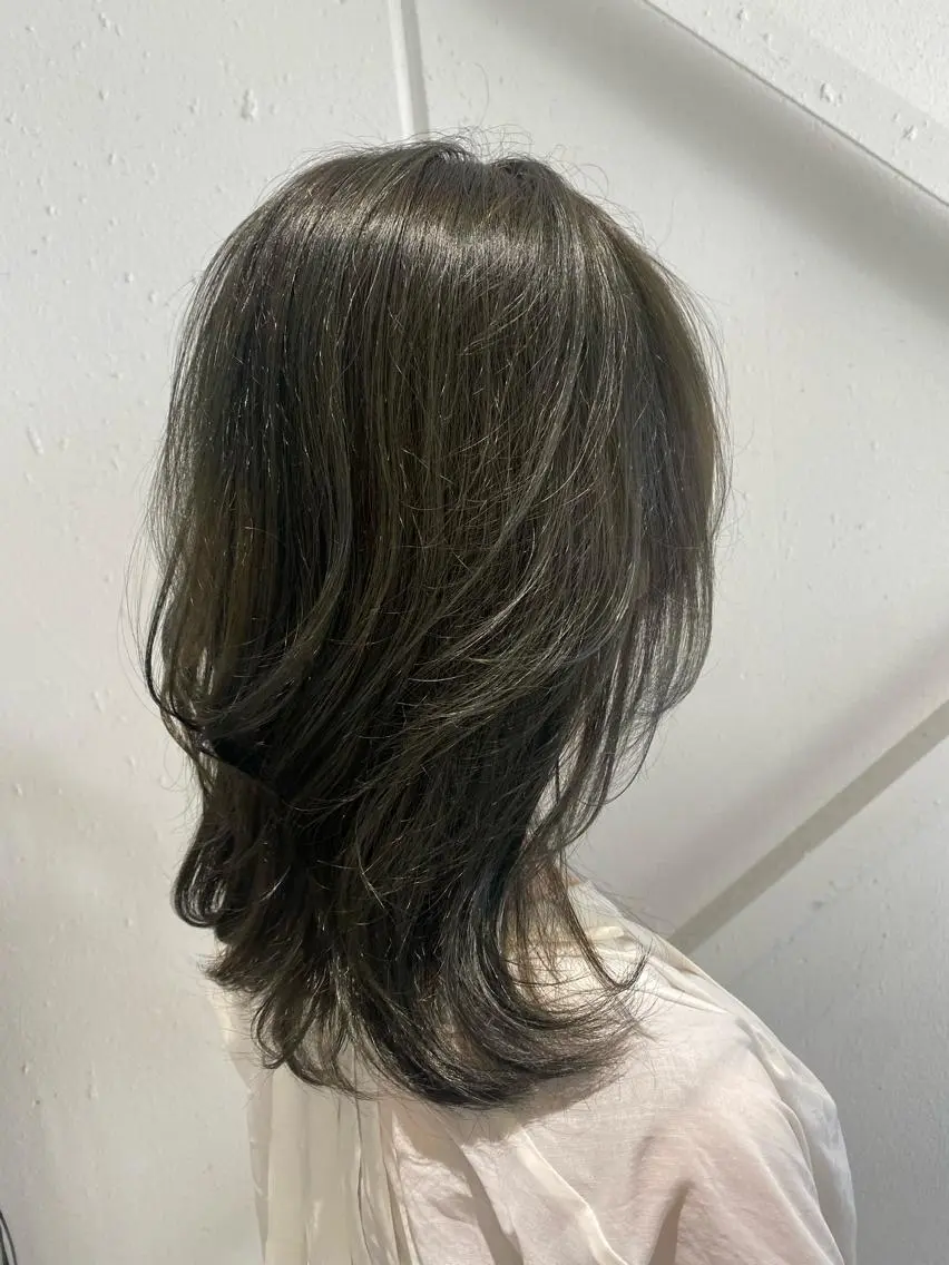 セミロング カラー グレージュ レイヤーカット 似合わせレイヤー 阿波座/ふじむらのヘアスタイル