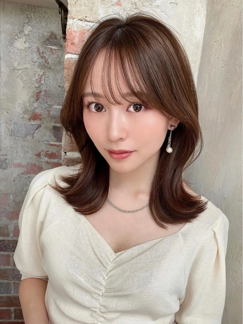 セミロング くびれヘア 髪質改善 縮毛矯正 🧡くびれヘア/前髪 顔周り🧡久原結衣のヘアスタイル