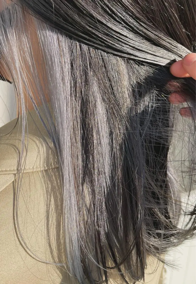 カラー アッシュ ベージュカラー インナーカラー シルバー シルバーアッシュ kyon.hair 韓国カットカラーのヘアスタイル