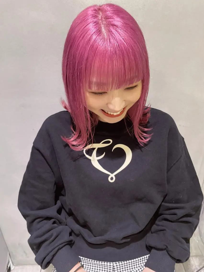 ミディアム カラー ハイトーンカラー ピンクカラー 心斎橋/ブリーチ minamiのヘアスタイル