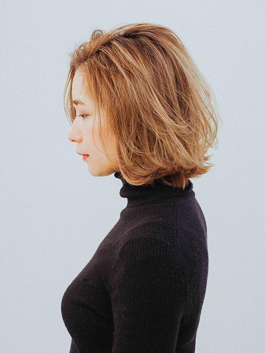 ミディアム カラー 切りっぱなしボブ ベージュカラー ボブ トップスタイリスト ✨KIRIKA中野✨のヘアスタイル