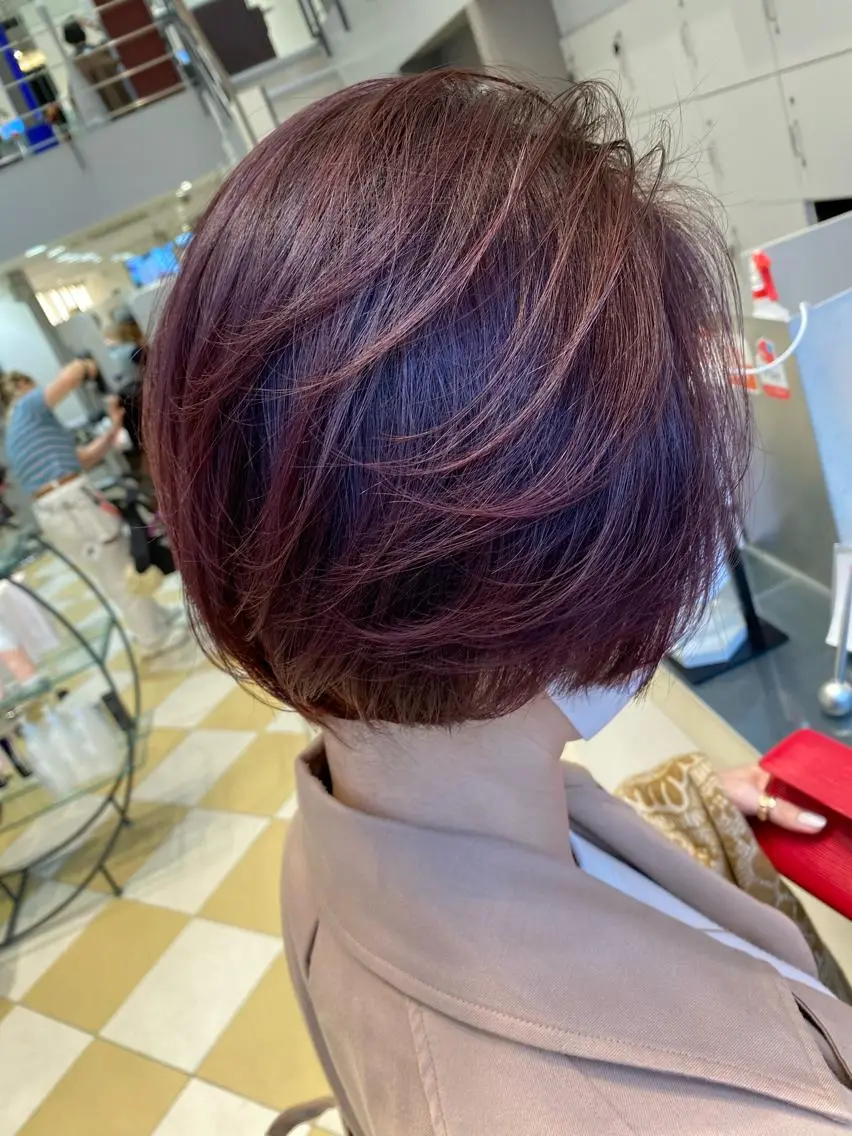 ショート カラー ピンクカラー バイオレットカラー ヘアカラー トリートメント ヘアセット 💜髪質改善美髪💜 星野清光のヘアスタイル