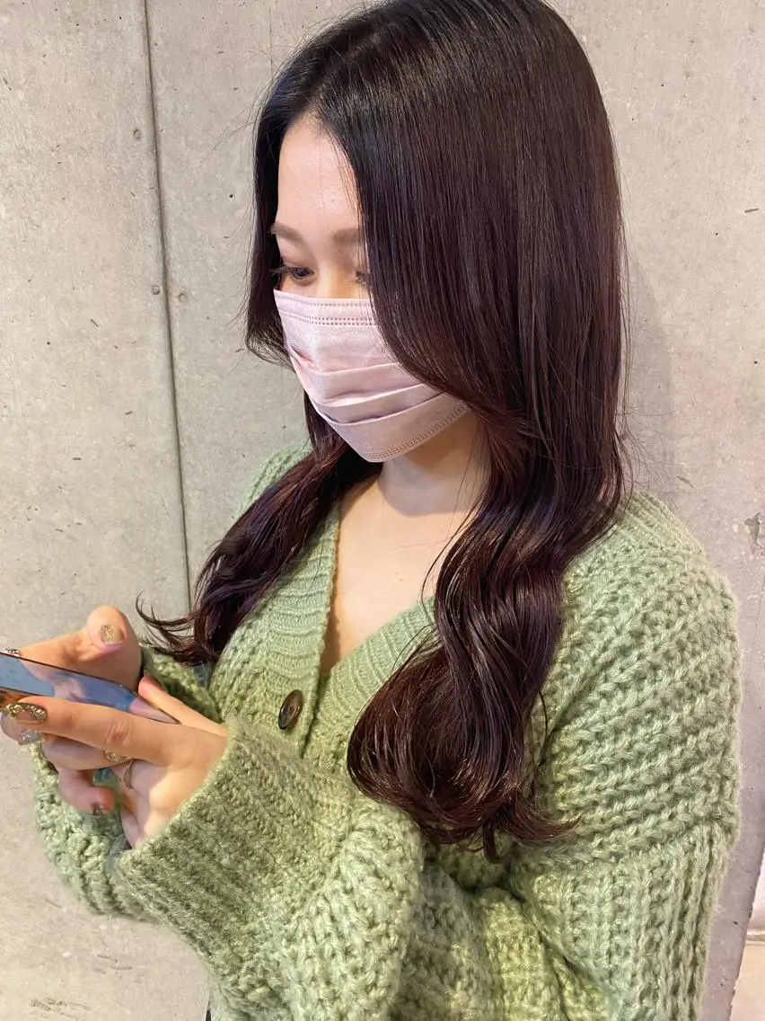 ロング カラー ラベンダーカラー ピンクカラー ピンクラベンダー ヨシンモリ 外国人対応 佐久間のヘアスタイル