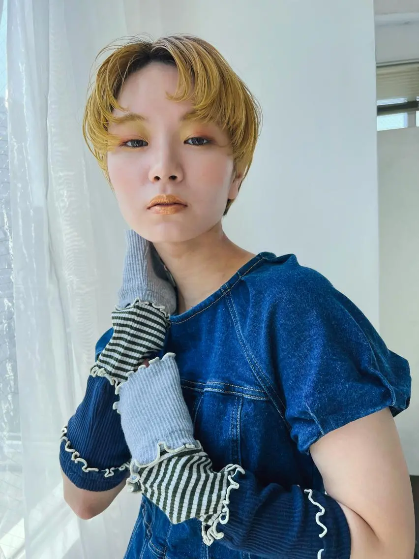 ショート カラー ベージュカラー ブリーチ ケアブリーチ ハイトーンカラー ミルクティーベージュ 🧡色落ちまで2度 楽しめる🧡ヨシキのヘアスタイル