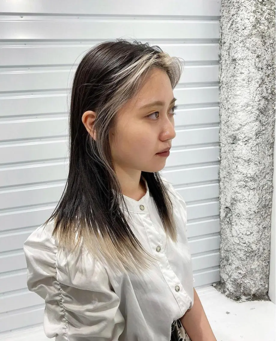 ミディアム カラー ヘアアレンジ ミストバング ブリーチ フェイスフレーミング 【姫カット】 ナカムラコウキのヘアスタイル
