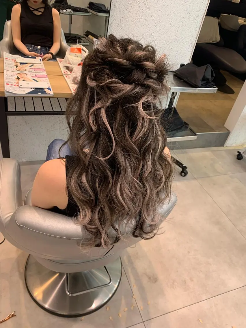 ロング カラー パーマ ヘアアレンジ マツエク・マツパ まつげと眉 Meliaのマツエク・マツパデザイン
