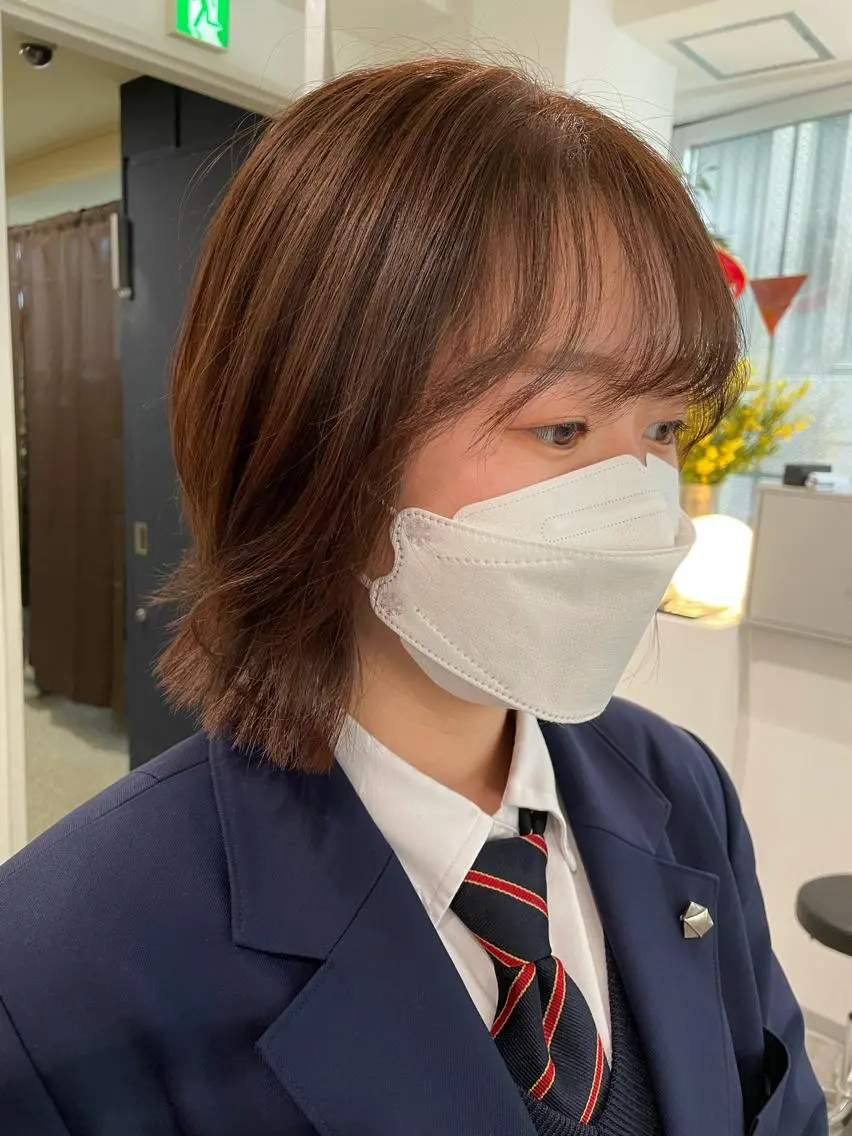 ショート カラー ブラウンカラー オレンジ オレンジブラウン 京都美容師 塩のヘアスタイル