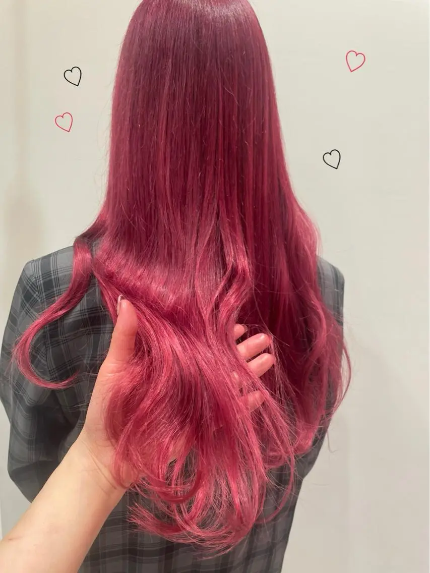 セミロング カラー レッドカラー 新宿駅近♡個室 ♡関口三都季🌜のヘアスタイル