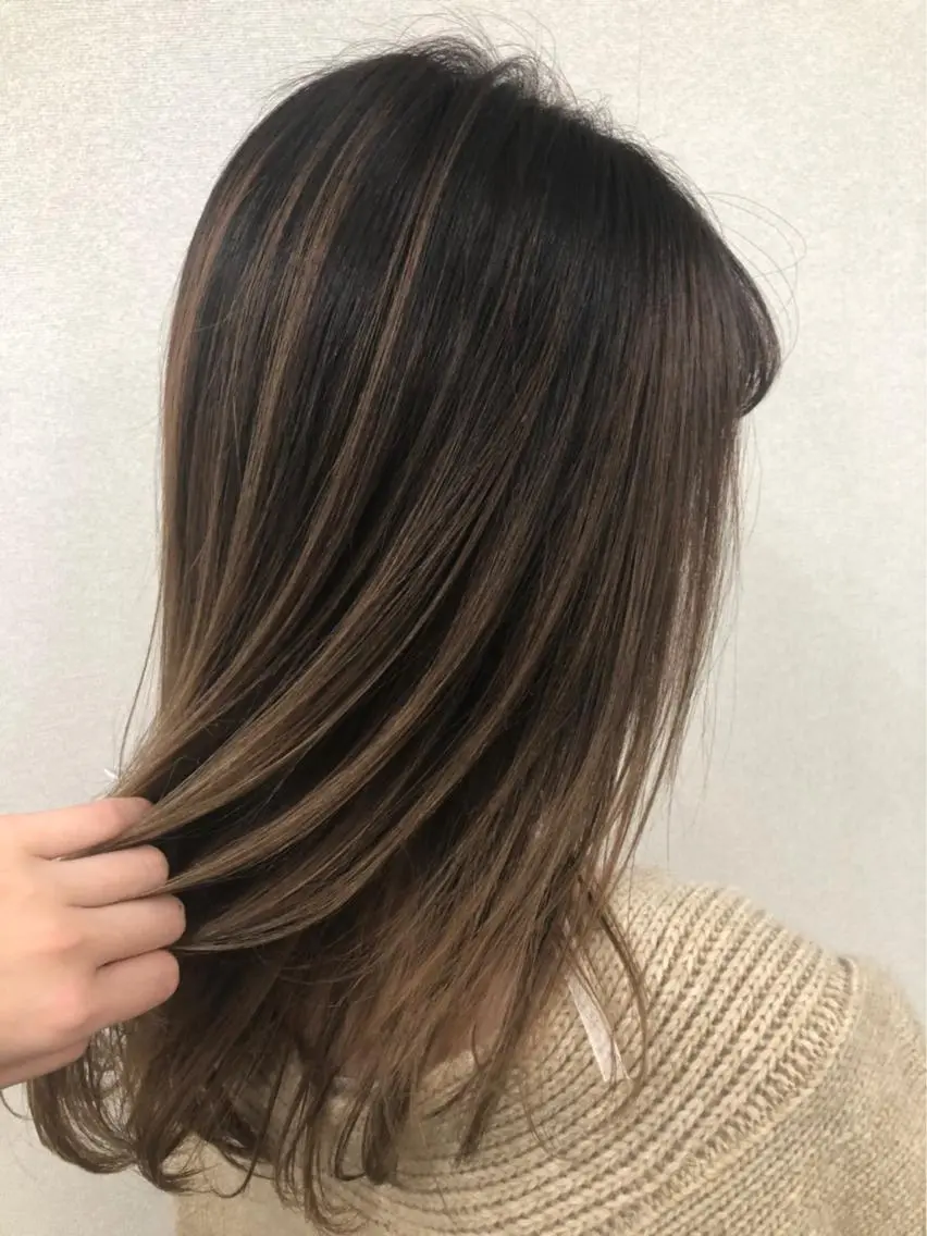 ミディアム カラー パーマ ヘアアレンジ 【白髪ぼかし 専門GBG】自由が丘のヘアスタイル