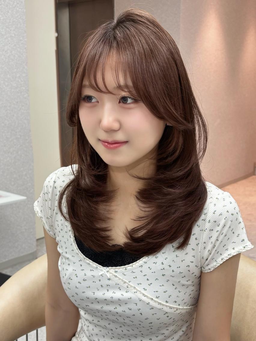 ミディアム カット ヘアカラー トリートメント 透明感カラー¦ まなみ🎀💞のヘアスタイル
