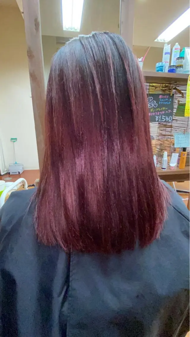 セミロング カラー ボルドーカラー 森 健人のヘアスタイル