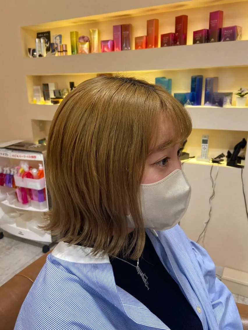 ショート 切りっぱなしボブ ボブ カット ヘアカラー トリートメント ヘアセット 🌷栄駅／髪質改善 ヘアセット/モネ🌷のヘアスタイル