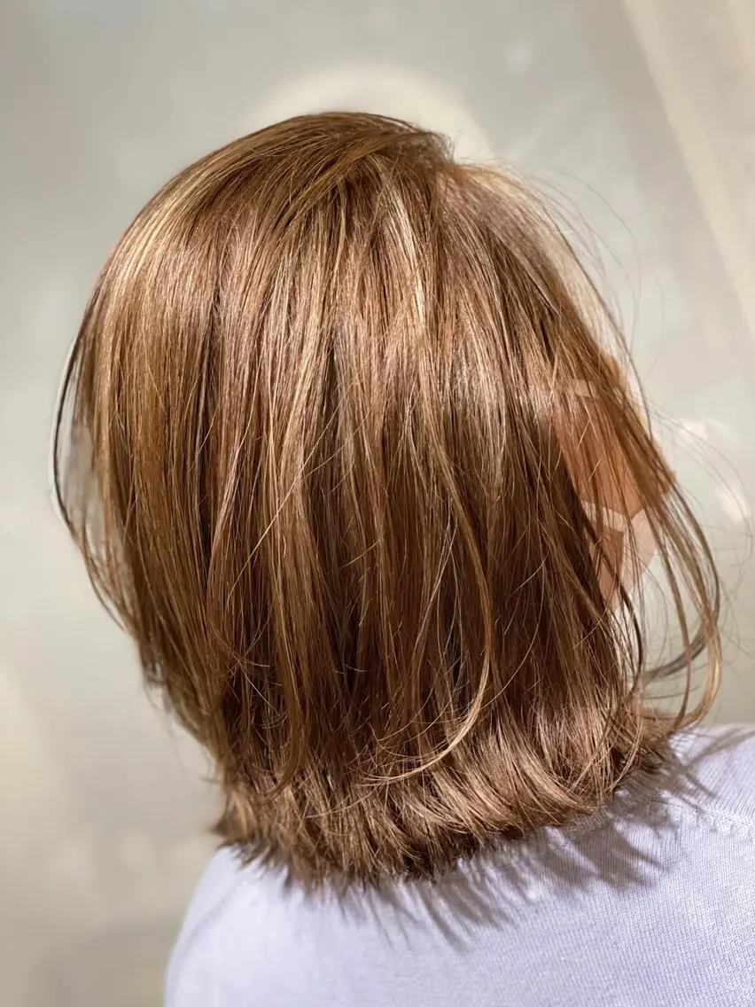 ミディアム カラー ベージュカラー ブリーチ 透明感カラー ブリーチなしカラー オレンジ ヘアカラー トリートメント ハイトーン得意😍 Lumiereのヘアスタイル